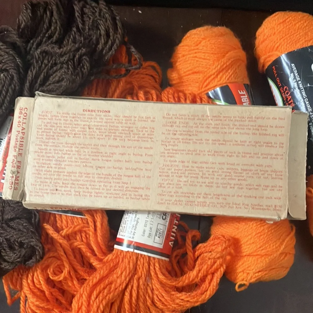 Vintage Rug Yarn and Needle Lot